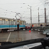 В Смоленске образовалась огромная «пробка» из-за ДТП с участием трамвая