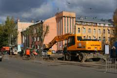 Снятие трамвайных рельсов в Смоленске