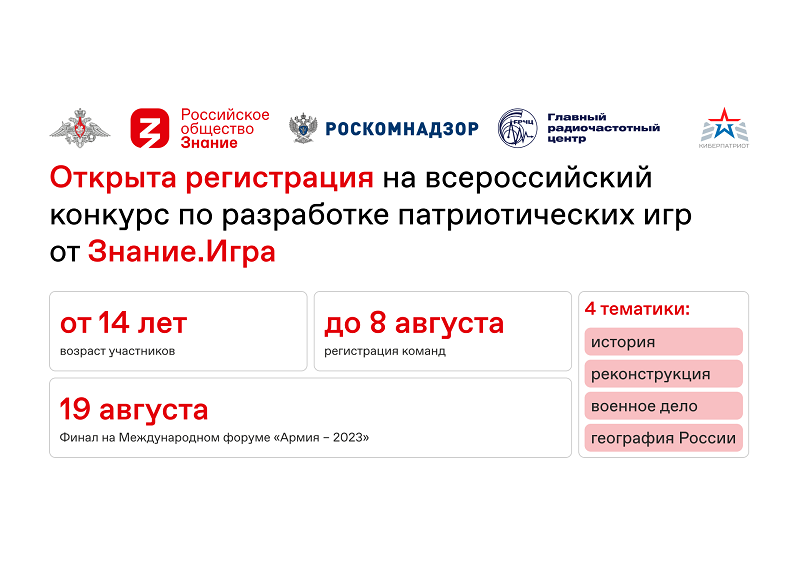 Открыта регистрация на всероссийский конкурс по разработке патриотических игр от Знание.Игра