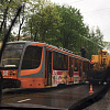 В центре Смоленска стоит «поезд» из трамваев